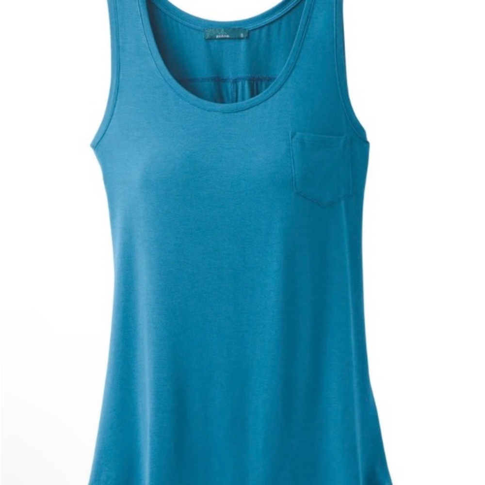 prAna Women's River Rock Blue Foundation Scoop Neck Tank - Picture 3 of 5
